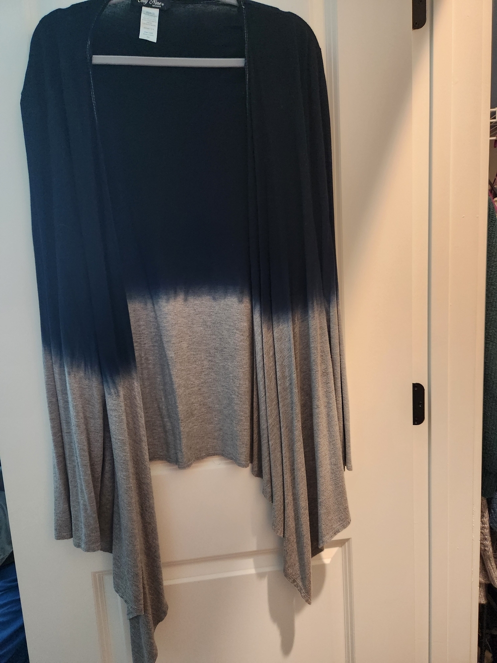 City Chic Navy to Gray Dip-Dye Open Front Cardigan